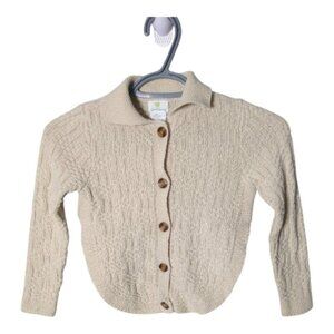 Emma's Garden Cream Cable Knit Curved Hem Button Down Cardigan Size 5T